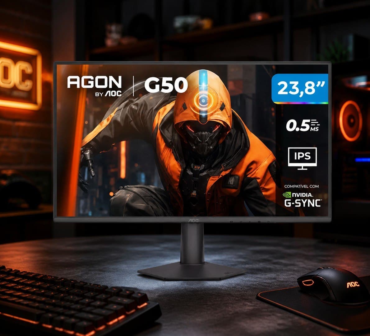 Monitor Gamer AOC 23,8" Full HD 144Hz Agon G50 IPS 0,5ms