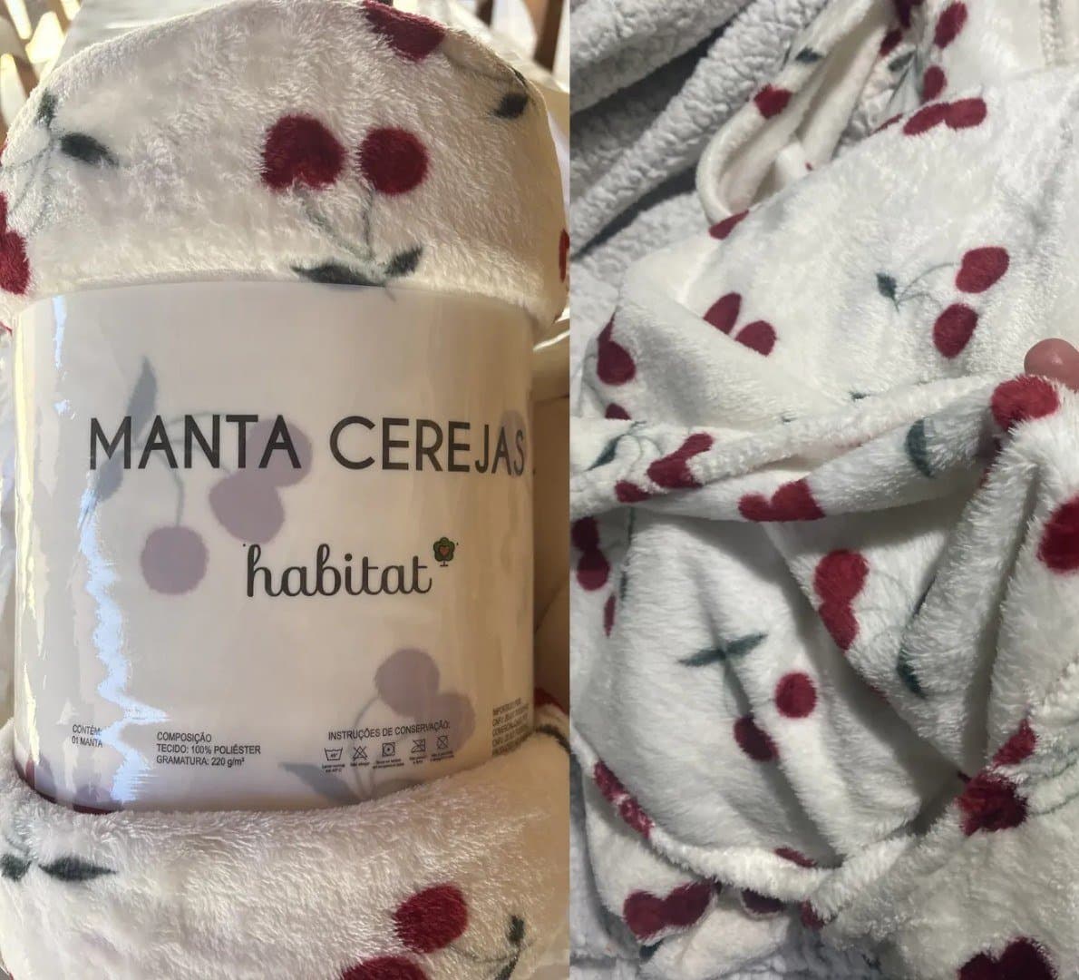 Cobertor Casal Manta Cereja Habitat Poá