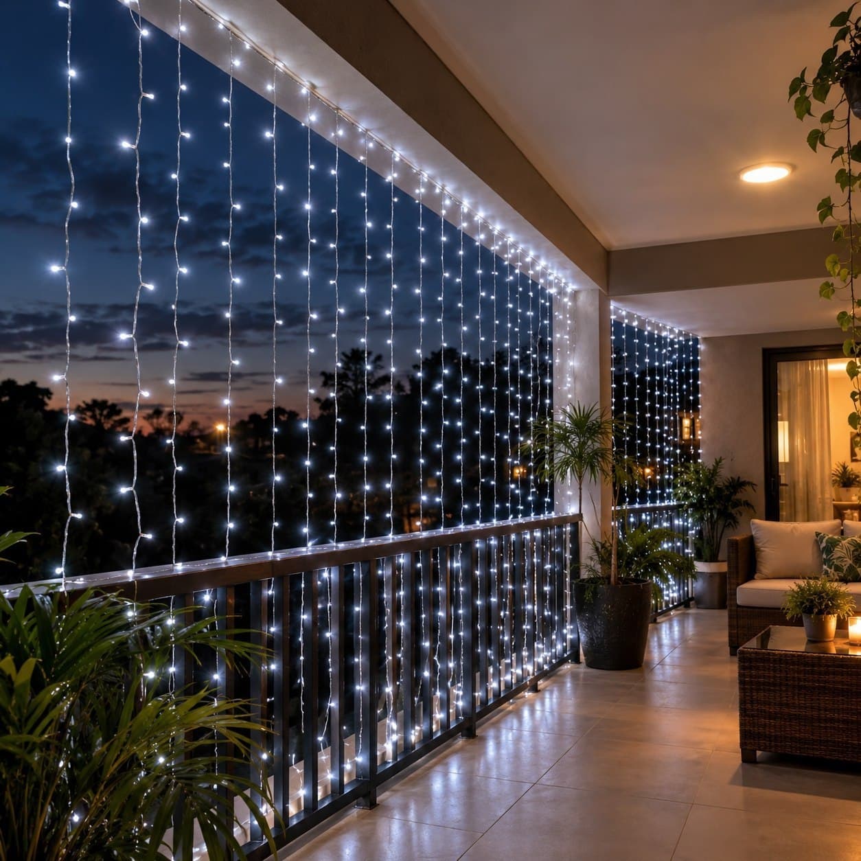 Pisca Cortina 300 LEDs 3x3m USB IP44 8 Modos de Iluminação