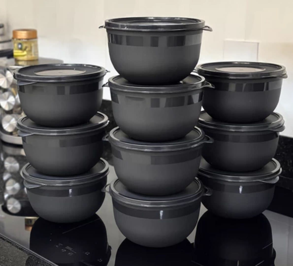 Kit 10 Potes Bowl 1300ml Plástico com Tampa