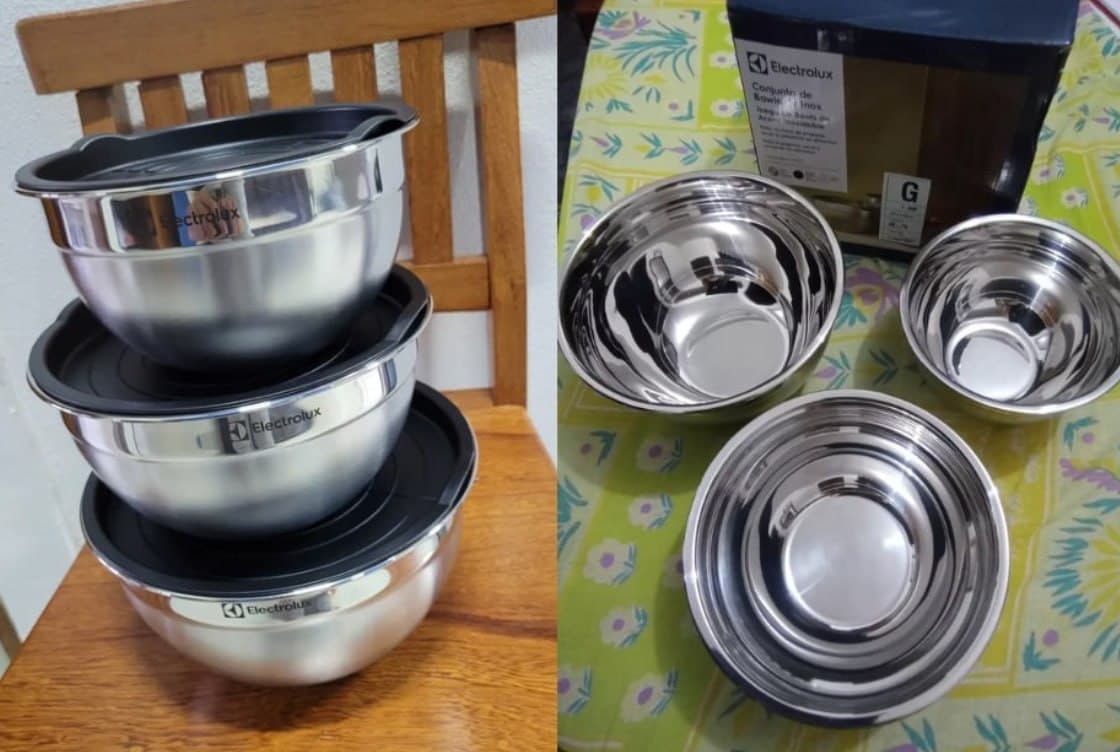 Kit 3 Bowls Tigelas em Inox com Tampa Plástica Electrolux