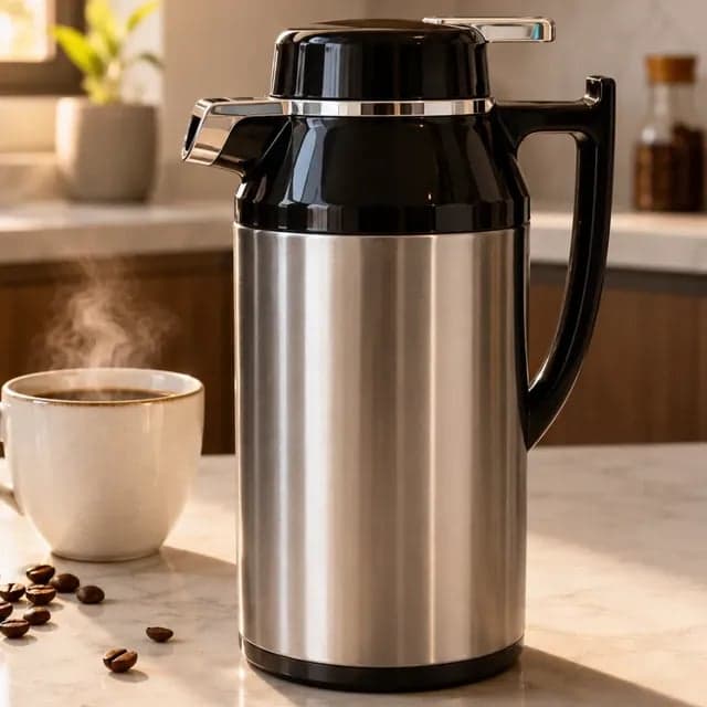 Garrafa Café Chá Inox 1L com Ampola de Vidro Premium Luxo